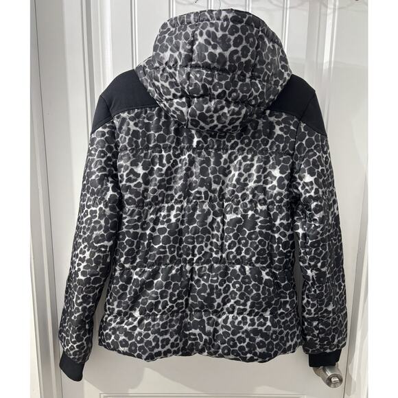 Puffer Jacket Animal Print Bisou Bisou Women’s Size M black/white - Picture 2 of 11